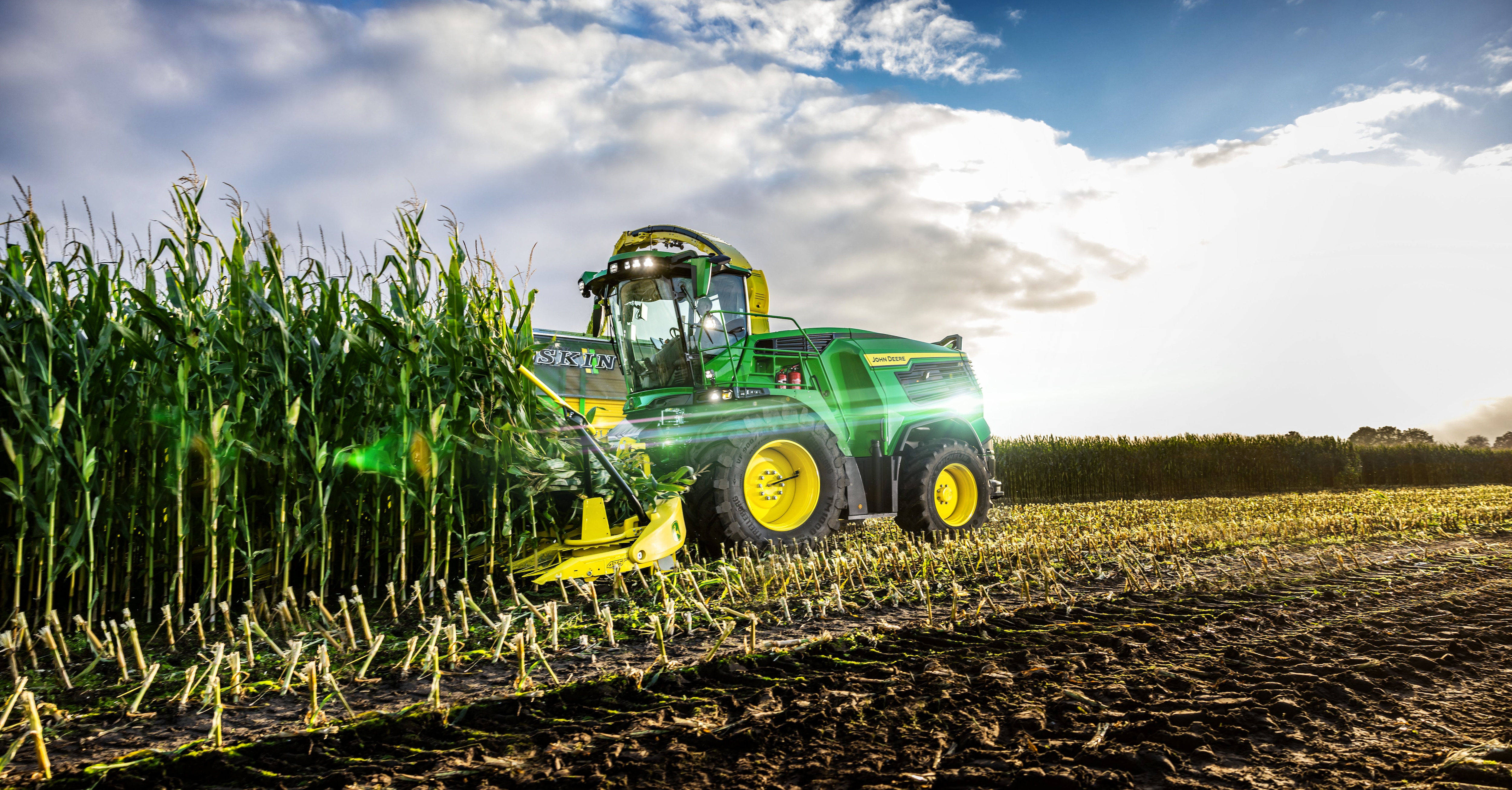 Self Propelled Forage Harvester finishing a corn row